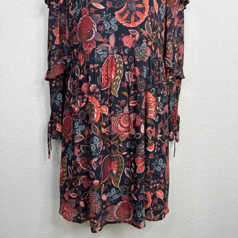 LOFT Dress Womens Size 2 Floral Tiered Dark Romantic Fairygoth Boho Whimsical - Picture 4 of 11